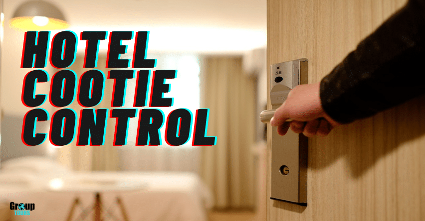 Hotel Cootie Control Group Tours Blog title of image of person opening hotel room door