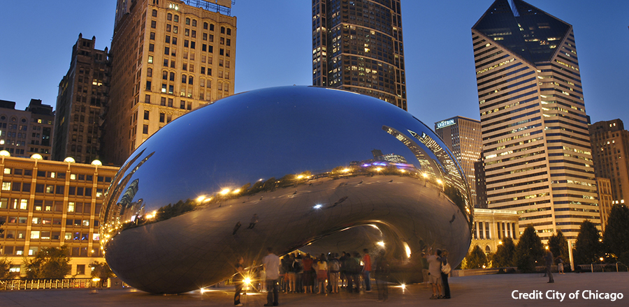 Cloud Gate at Millenium Park Credit City of Chicago