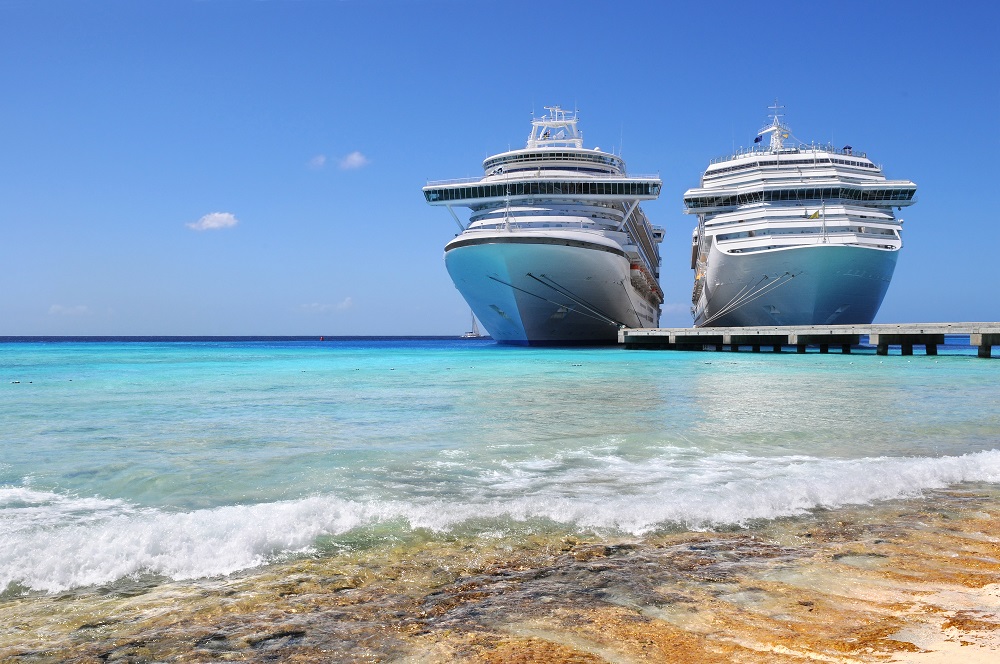 Cruise ships docked in Caicos Island, West British Indies