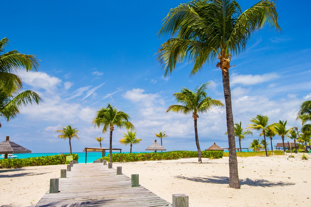 Stunning beautiful white beach in Turks and Caicos on Caribbean