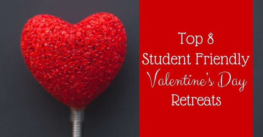 Top 8 Student Friendly Valentine’s Day Retreats blog title next to heart made of small red stones