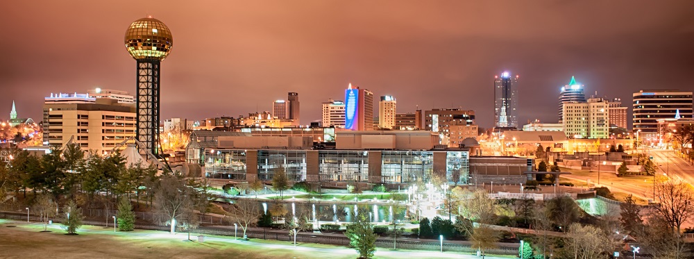 Knoxville Tennessee skyline at night