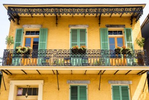 Architecture of the French Quarter in New Orleans, Louisiana.