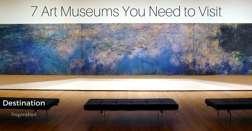 7 U.S Art Museums you Need to Visit blog title over art exhibit. Destination Inspiration