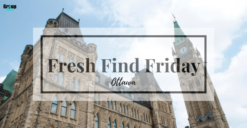 Fresh Find Friday - Ottawa in front of victorian style building and clock tower