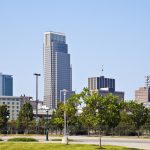 Morning in Omaha - skyline of the city. Omaha, Nebraska, USA.