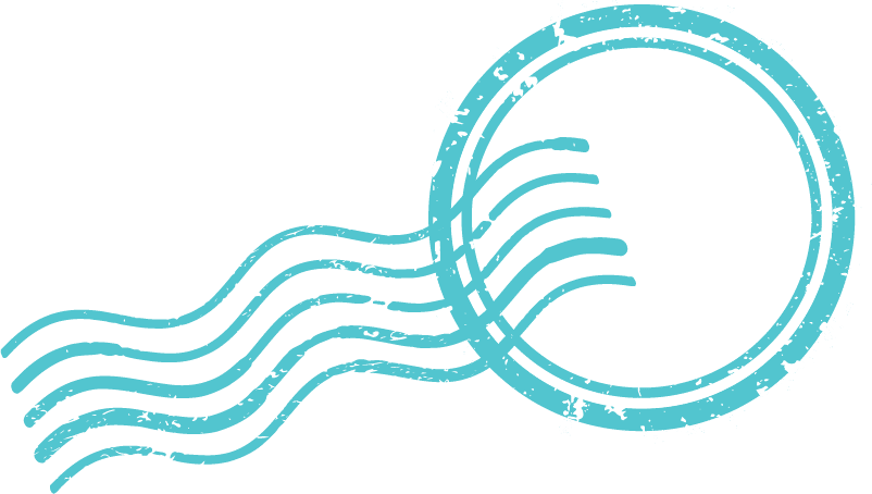 Teal Travel Stamp Graphic