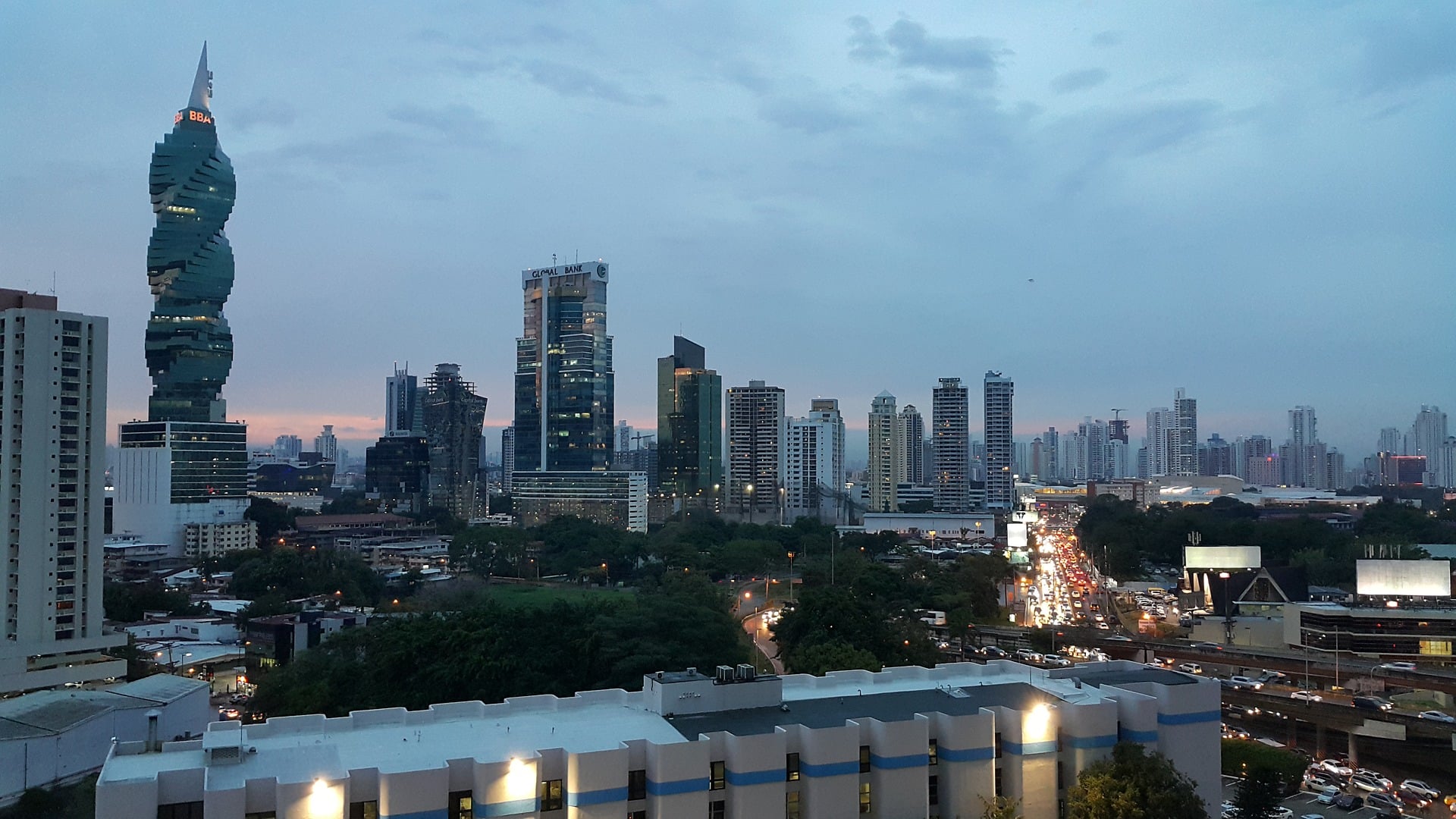 Panama City Skyline at sunset