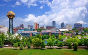 Knoxville skyline on a cloudy but bright day