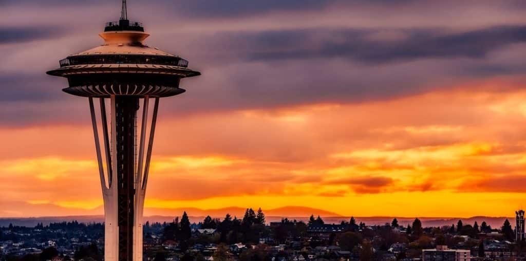 Space Needle at sunset