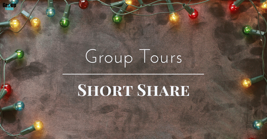 Group Tours Short Share blog title surrounded by Christmas lights