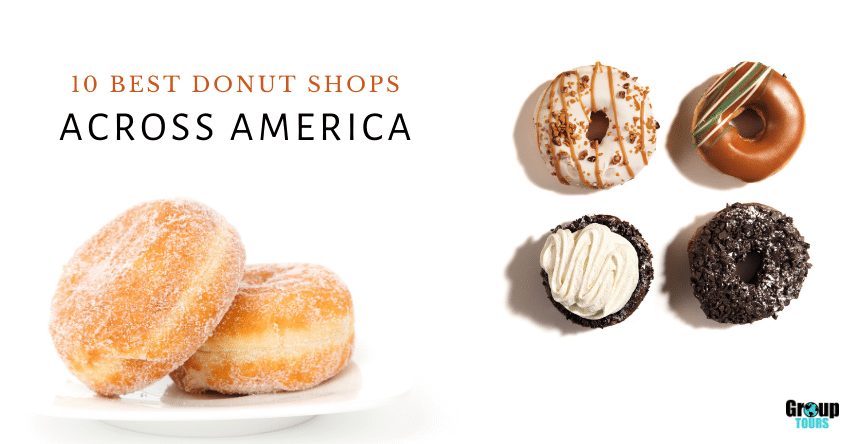 10 Best Donut Shops Across America blog title text to 6 donuts